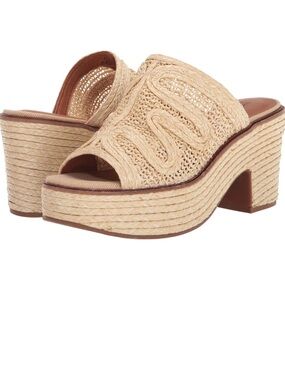 Lucky Brand Natural Woven Platform Mule Sandals